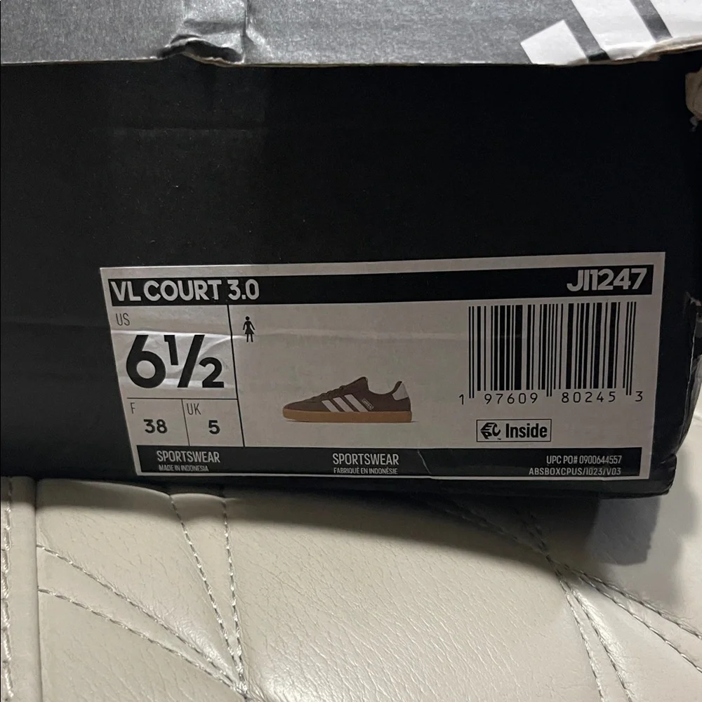 adidas VL Court 3.0 Men's Sneakers in Brown and White - Picture 2 of 12